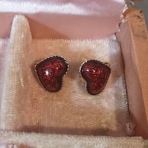 Heart-Shaped Red Earrings